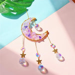 HASTHIP Sparkling Crystal Moon Charm for Home Decor featuring Purple Acrylic Crescent 16.2 in
