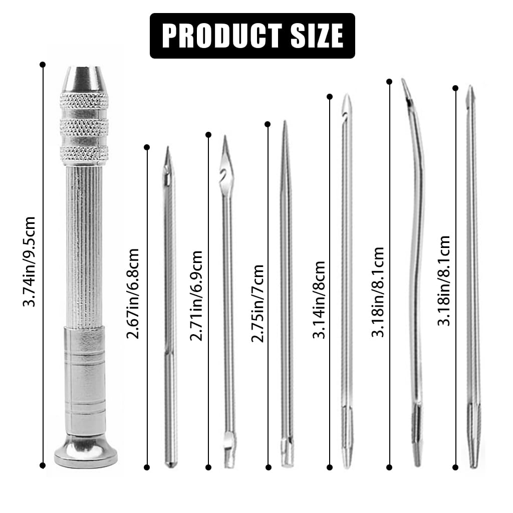 HASTHIP Needle Awl Set for Leather and Shoe Repair featuring Ergonomic Grip and 7 Pcs Stainless Needles