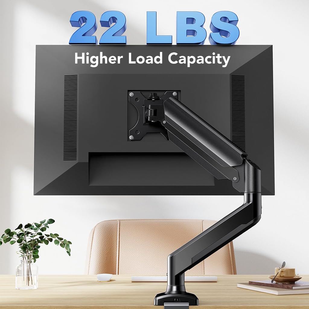 Desk Monitor Mount Aluminum Alloy Monitor Arm Desk Mount with Flexible Arm 360° Rotatable Monitor Screen Mount Screw-Mount