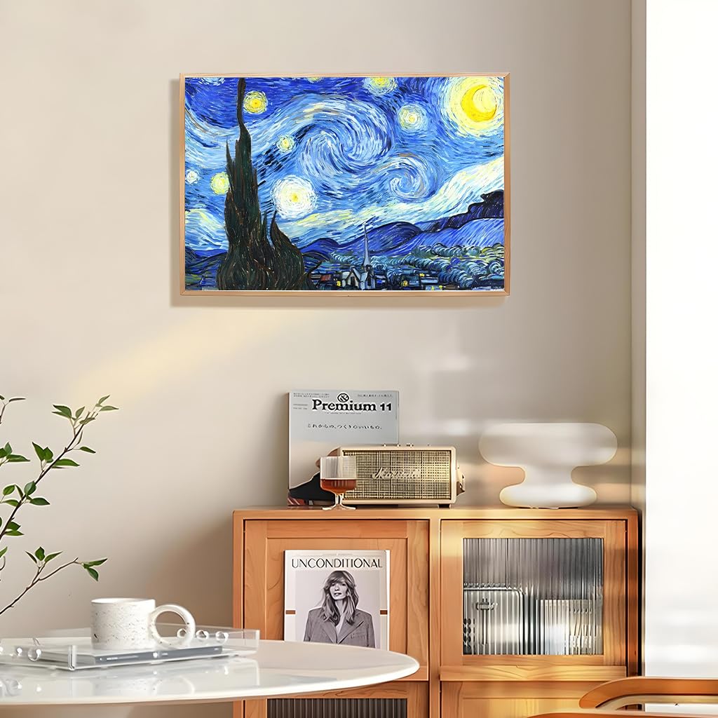 HASTHIP DIY Art Paint Kit by Number for Beginners with Pre Framed 15.7x19.6 in Canvas | Starry Night Painting Set