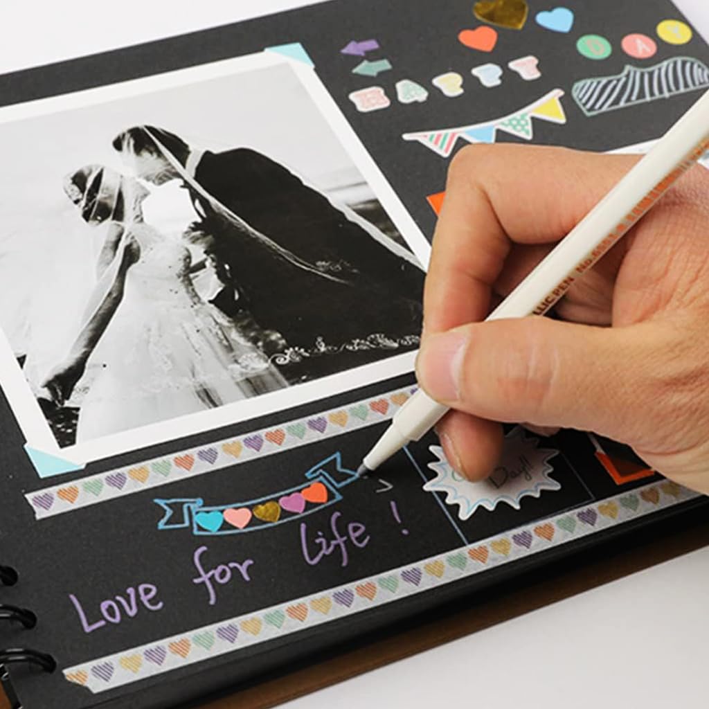 DIY Scrapbook Photo Album Kit, Anniversary Gift for Couple Special, A4 DIY Wedding Album Set with Color Stickers, Color Pen, Graduations Album Memory Photo Album, 80Pages/40Sheet