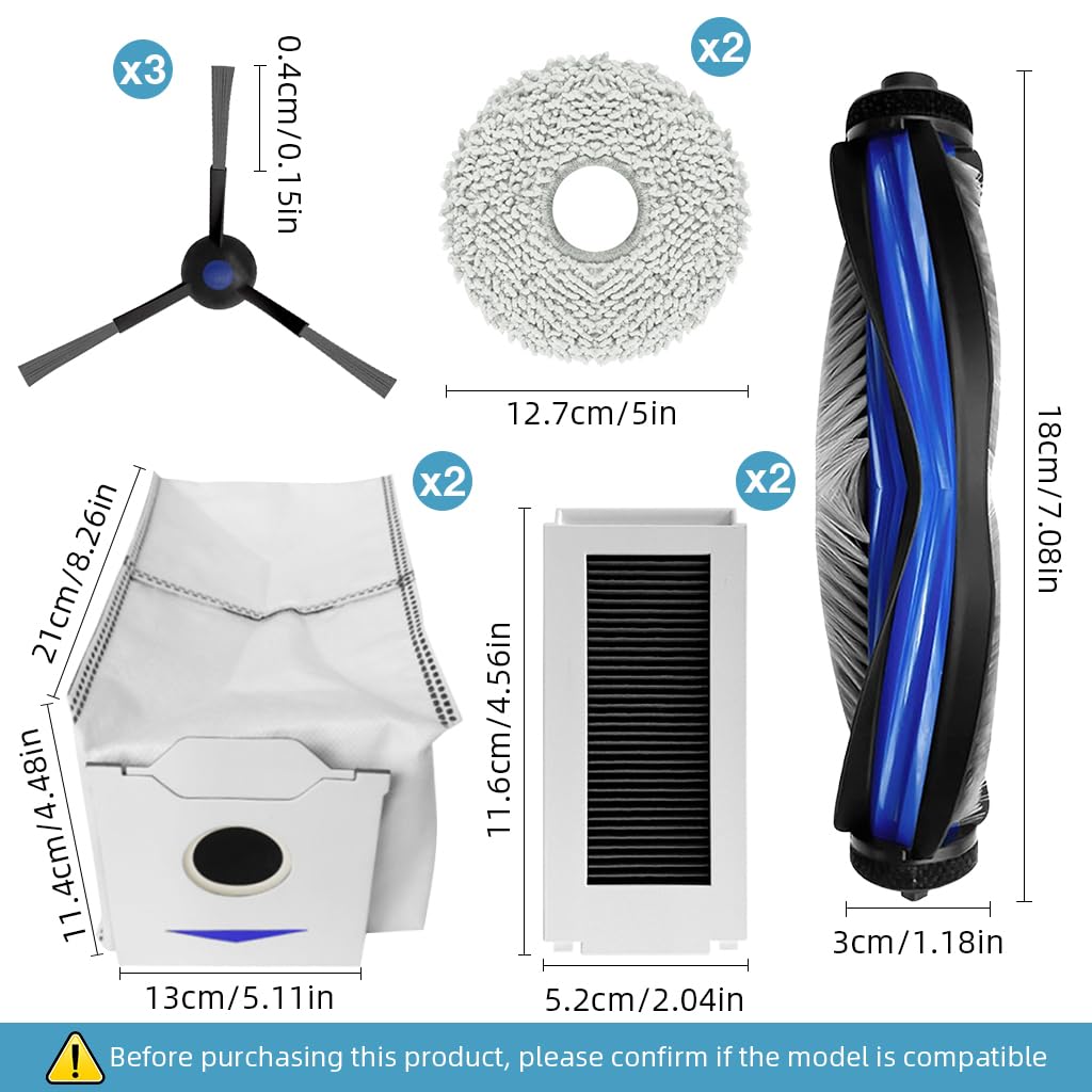 HASTHIP Replacement Parts for Ecovacs N30 Pro Omni with 10Pcs Kit including Brush and Filter Set