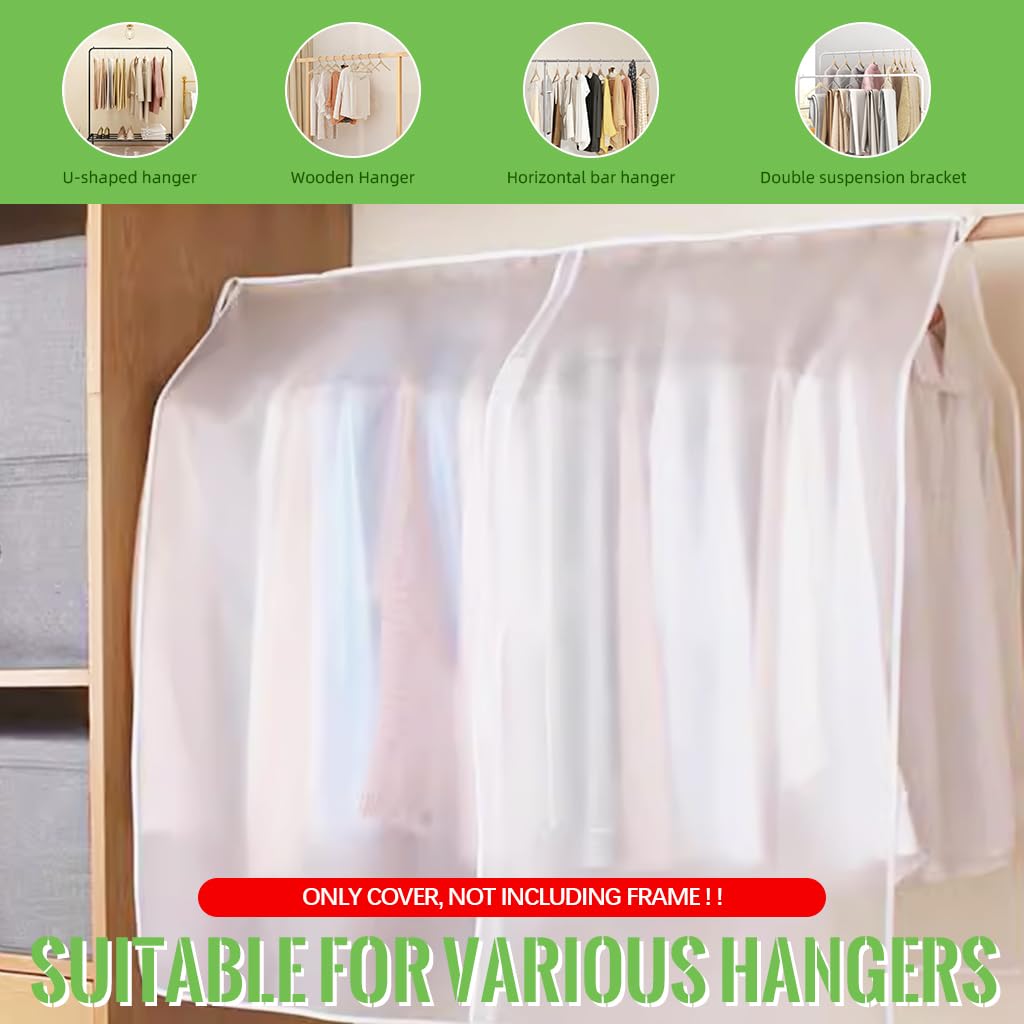 HASTHIP Clothes Rack Cover for Dustproof Wardrobe Protection 150x120cm with PEVA Material | 3 PCS