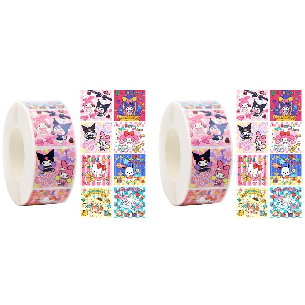 HASTHIP Sanrio Stickers Roll featuring 500 pcs and 8 Designs for DIY Decor | Kawaii Gifts