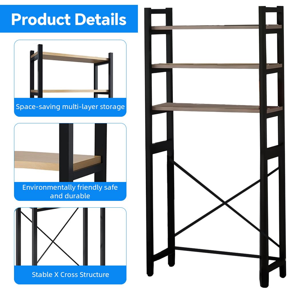 HASTHIP Washing Machine Storage Rack for Laundry Room with 3 Layer Shelves and Adjustable Feet