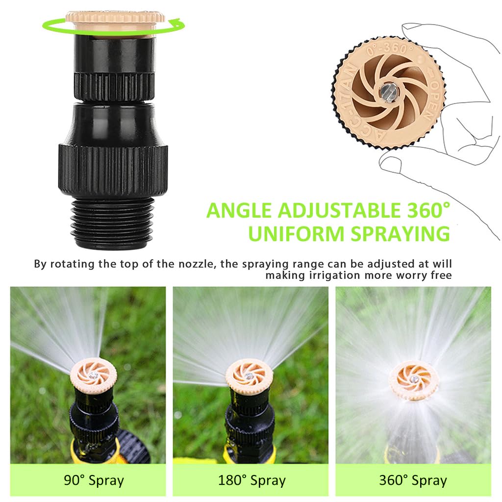 HASTHIP Garden Water Sprinkler for Lawn with 360° Rotating Adjustable Spray | 9PCS ABS Set