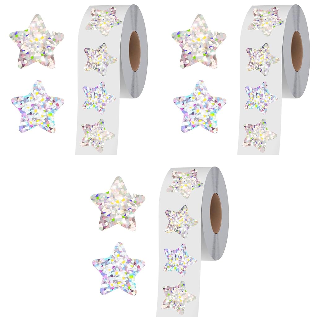 HASTHIP Star Stickers for Reward Charts with Holographic Glitter Surface 500 pcs 1 in | Kids and Teachers