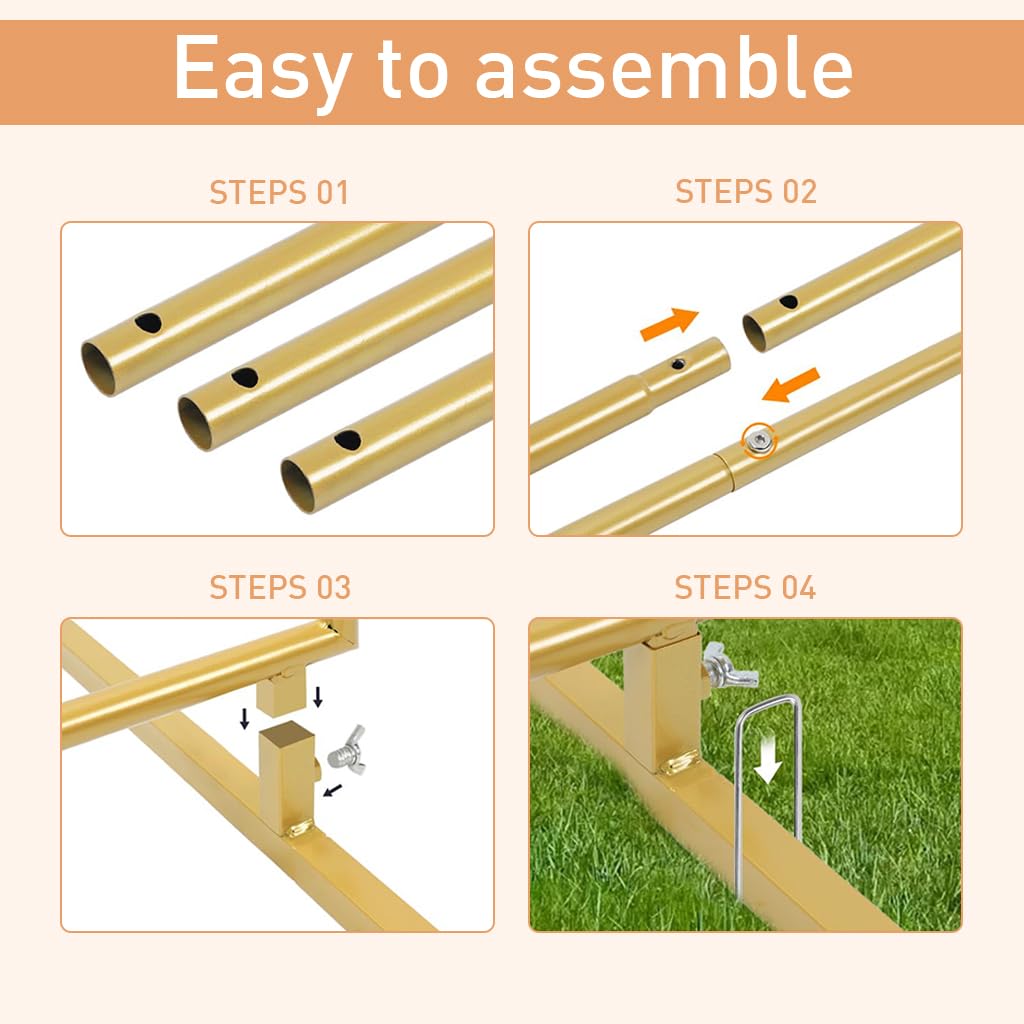 HASTHIP® 200cm Wedding Arch Backdrop Stand - Metal Square Backdrop Stand Decoration - Gold Wedding Arches Stand - Square Balloon Arch Stand for Wedding - for Wedding, Birthday, Background Decoration