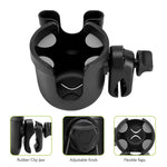 HASTHIP® Stroller Cup Holder with Phone Holder, 2-in-1 Cup Stroller for Bike Universal Strollers, Bike, Wheelchair, Walker, Scooter - Black