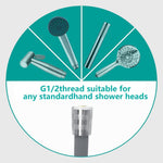 HASTHIP Shower Hose Pipe for Bathroom Upgrades with Copper Connectors and 1.5 m Flexible Silicone Tube | Grey Replacement