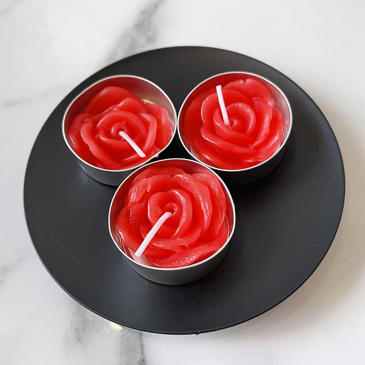 HASTHIP Rose Tealight Candles for Romantic Decoration with Natural Unscented Wax 12 Pack | Burns Up to 3 Hours