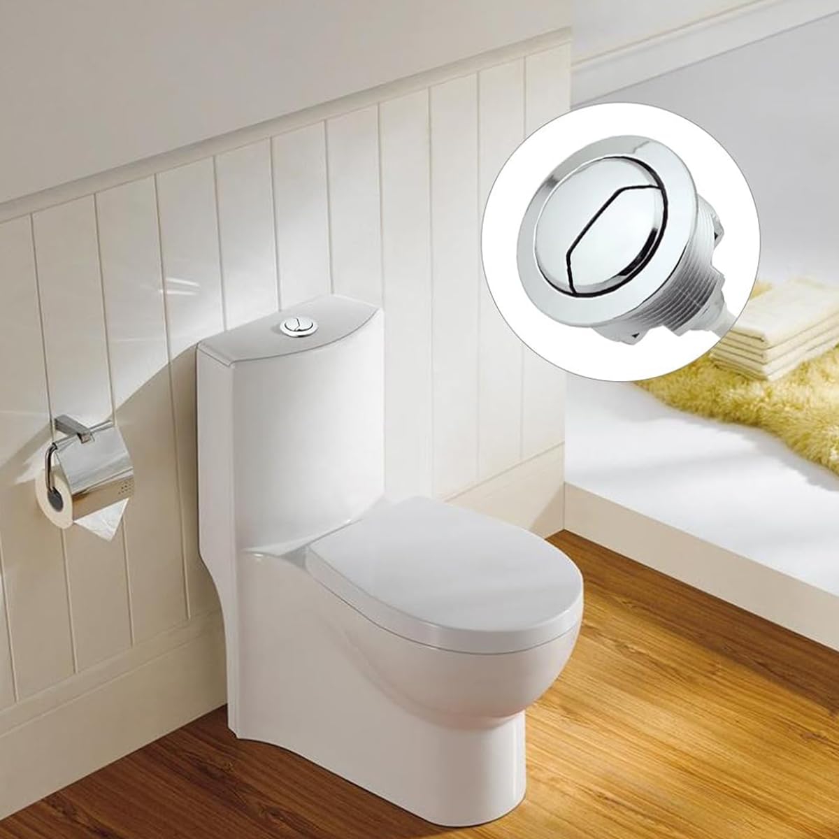 HASTHIP Dual Flush Toilet Button for 48mm 58mm Tanks with Water Saving Design in Silver