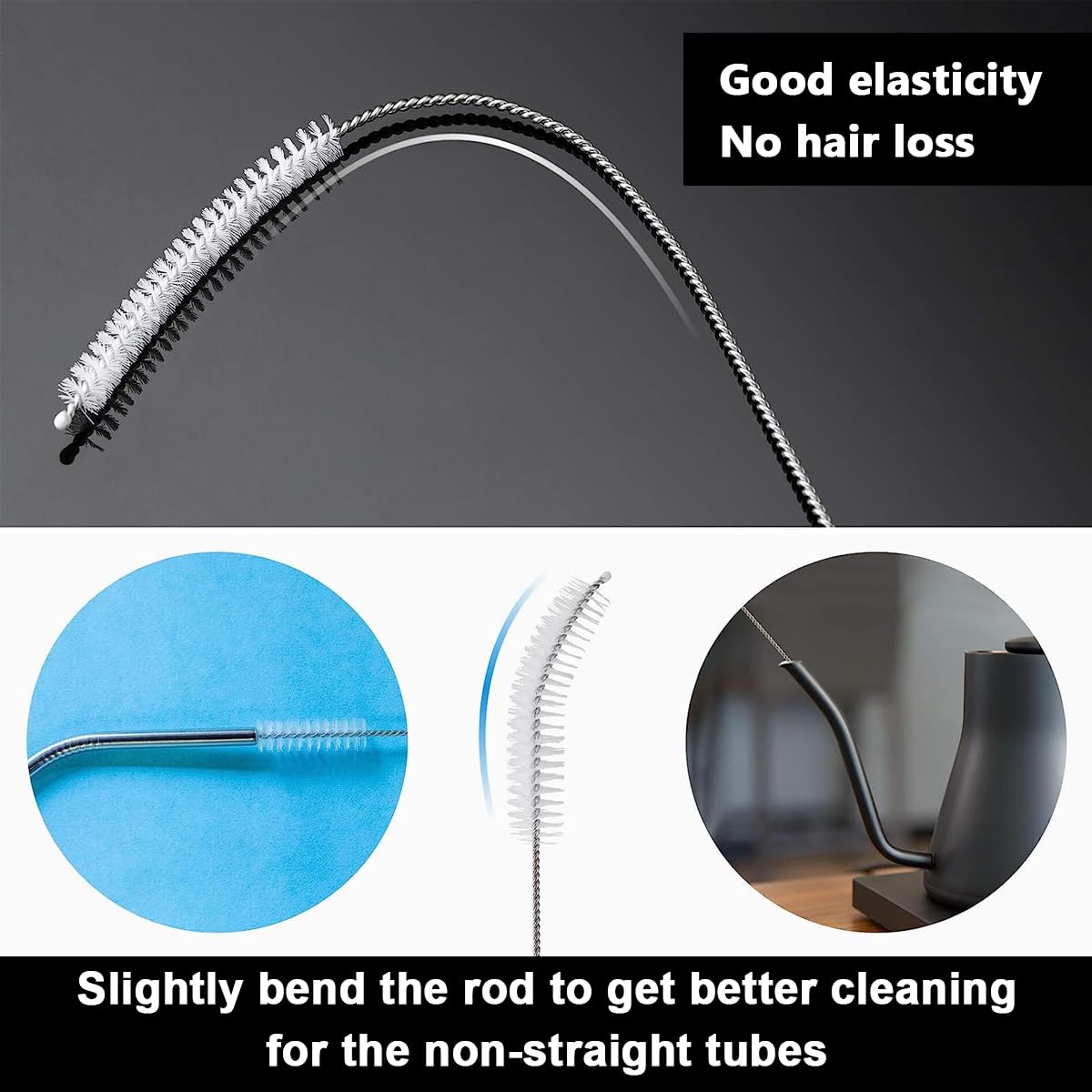 HASTHIP Straw Cleaner Brushes Set for Bottles and Cups 24 pcs 8 in | Stainless Steel and Nylon