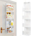 HASTHIP Over The Door Hanging Organizer for Pantry and Closet with 4 Shelves 30x15x130cm | Clear Pockets and Sturdy PP Board Design