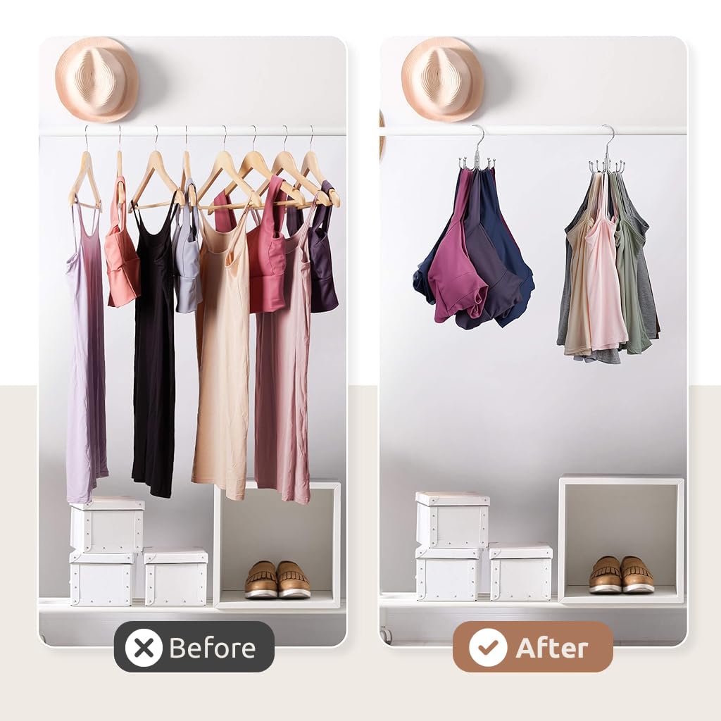 HASTHIP Rotatable Tie Organizer for Closet Storage with 8 Hooks | Space Saving 3PCS Set
