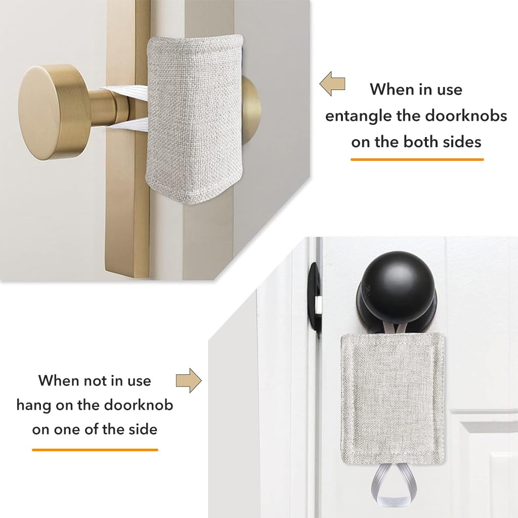 HASTHIP Door Silencer for Nursery and Light Sleepers featuring Elastic Loops 3 Packs 4x3 in | Cotton Linen Quiet Latch Cover