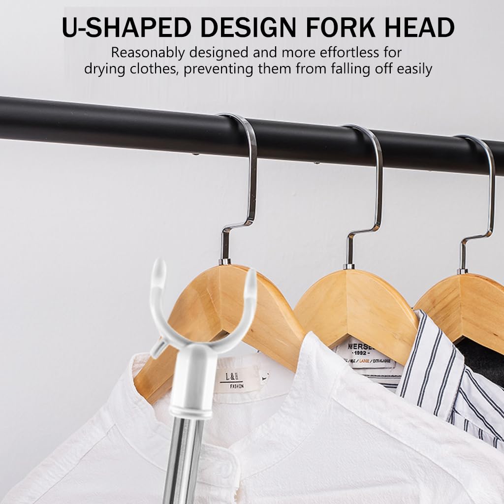 HASTHIP Retractable Clothesline Pole for Indoor and Outdoor Use featuring 32.6–56.2 in Telescopic Rod and Zinc Alloy Prongs