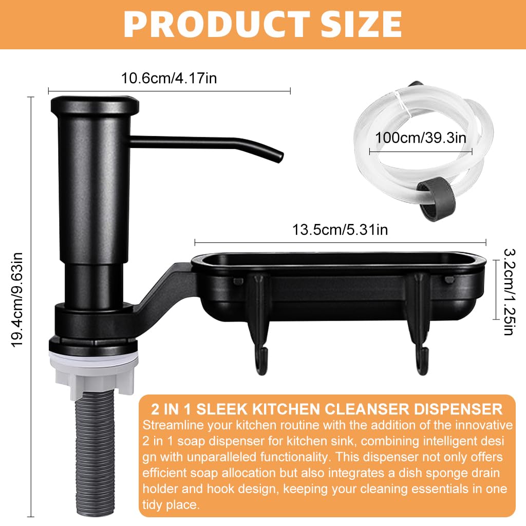 HASTHIP® Mesen Dish Soap Dispenser for Kitchen Sink Dispenser, Countertop Soap Dispenser Pump with Storage Rack 40" Extension Tube kit,