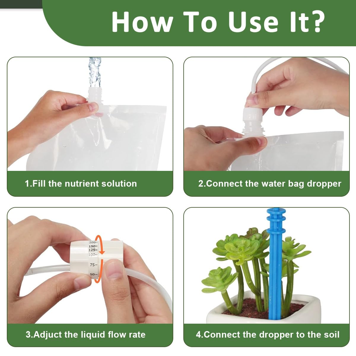 HASTHIP Drip Irrigation Kit for Home Garden Plant Pots with 1.5m Pipe and Ceramic Cone | Adjustable Self Watering Device