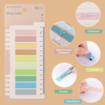 HASTHIP Sticky Tabs for Notebook and Books featuring 600 pcs Set with Ruler PET Material | Morandi Color Index Flags for Office Stationery