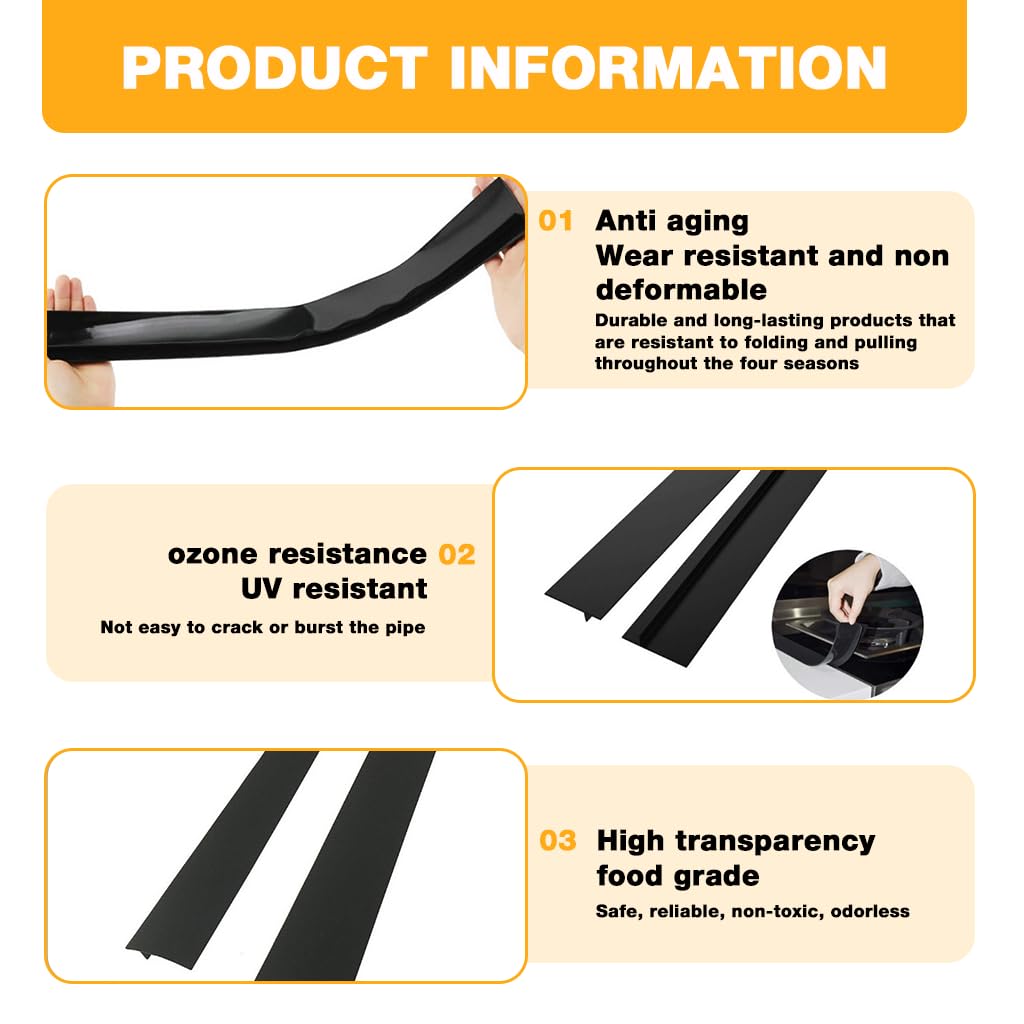 HASTHIP Silicone Stove Gap Filler for Kitchen Gaps featuring Trim to Fit Design 30 in Black