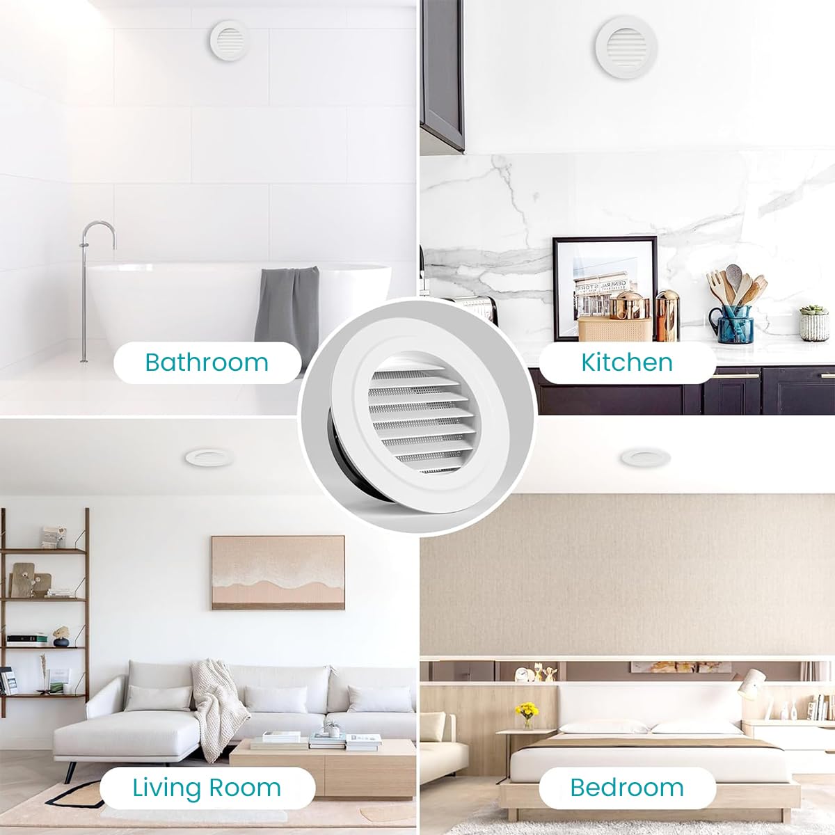 HASTHIP Air Vent for Bathroom and Ceiling Use featuring 150mm Round Design with Fly Screen | ABS Exhaust Cover for Room and Office