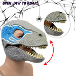 HASTHIP® Máscara de Dinosaurio Jurásico,Dino Mask Realista Velociraptor Blue con Mandíbula Móvil y Sonidos Rugientes,Máscara de Juego Rol Inspirada en Película para Niños y Adultos