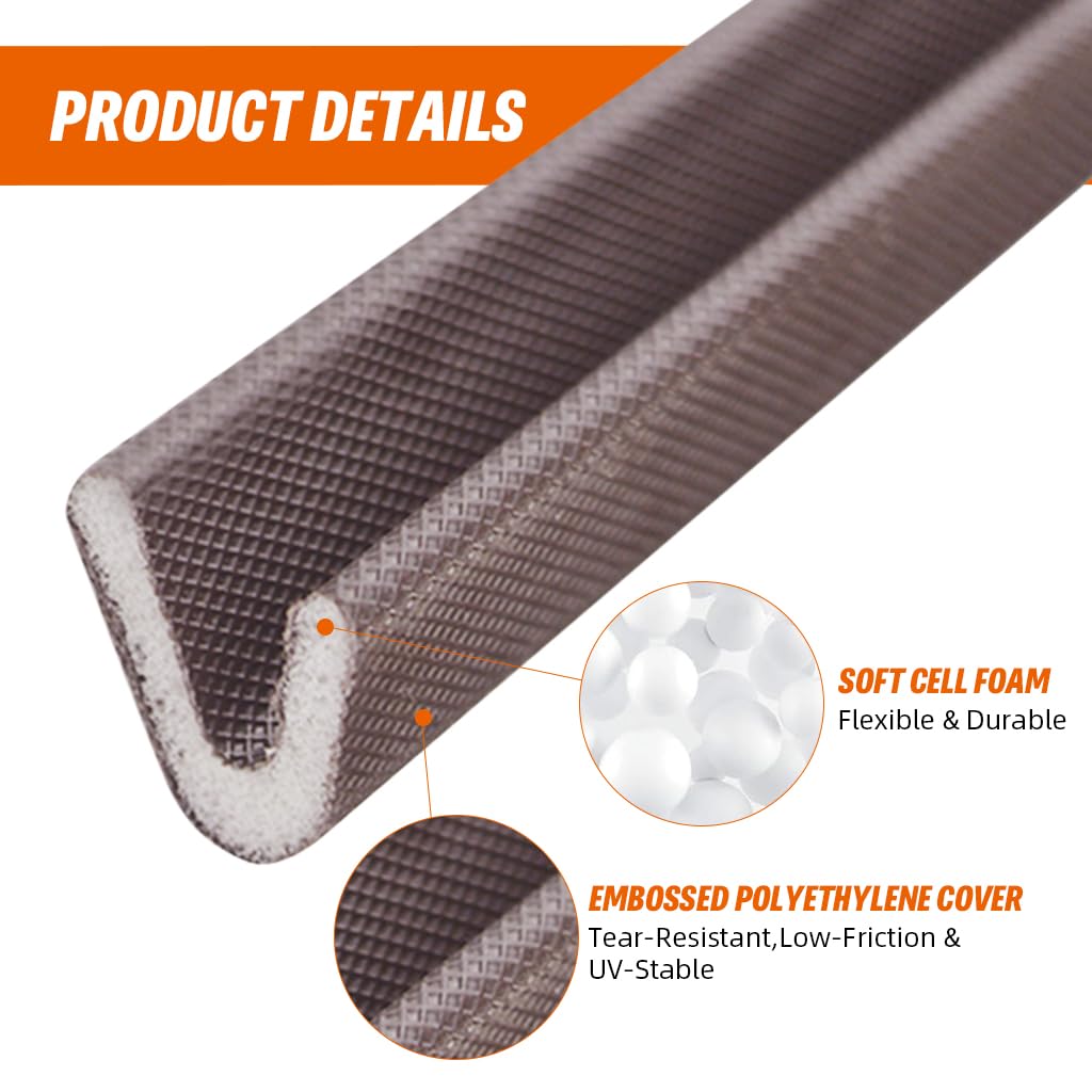HASTHIP Door Gap Filler for Doors and Windows with Self Adhesive Grid Backing 9.8 ft Brown | Soundproof and Weatherproof Silicone Strip