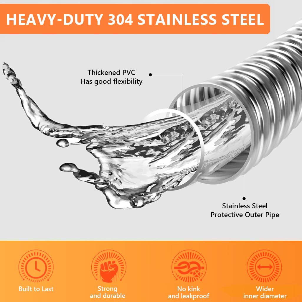 HASTHIP Garden Hose for Lawn and Car Washing with 8 Spray Modes and 25ft Stainless Steel Flexibility