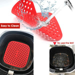 HASTHIP Air Fryer Liners for Easy Cleanup featuring 8.5 in Reusable Food‑Grade Silicone Pads | 2Pcs Red and Black Set
