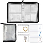 HASTHIP® Jewelry Organizer Travel Earring Organizer Case Transparent Jewelry Storage Book for Necklace Bracelet Ring With PVC Jewelry Pouches Zipper Bags