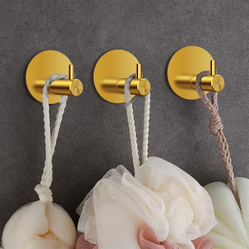 HASTHIP Self Adhesive Wall Hooks for Bathroom and Kitchen featuring 304 Stainless Steel | 12PCS Rustproof Waterproof Design