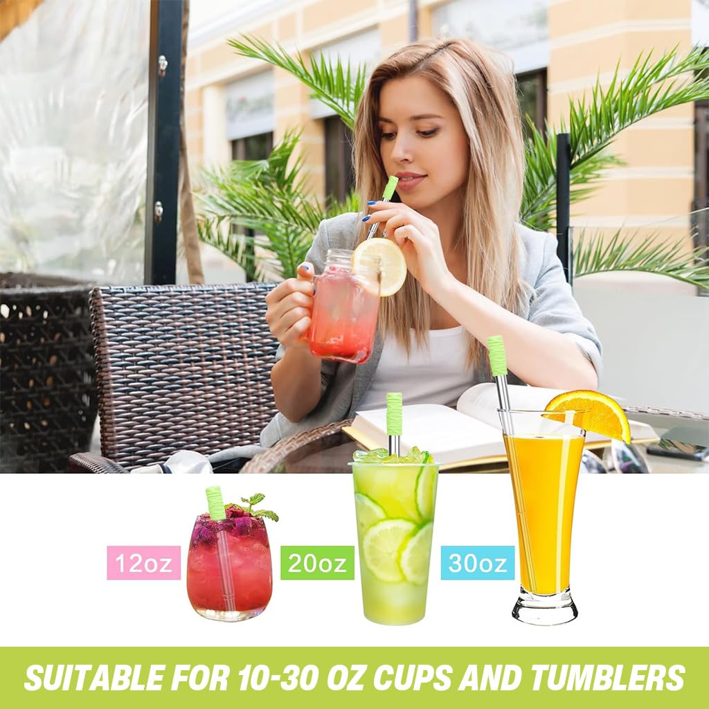 HASTHIP Reusable Straw for Travel with 3.8–8.3 in Retractable Design and Cleaning Brush | 304 Stainless Steel Eco Set