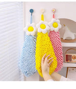 HASTHIP® 2 Pack Kitchen Hand Towels with Loop,Soft Absorbent Flower Hand Bath Towels-Multicolor