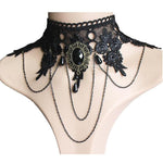 HASTHIP® Gargantilla de encaje sexy con borlas góticas, accesorios para fiesta de Halloween para mujer