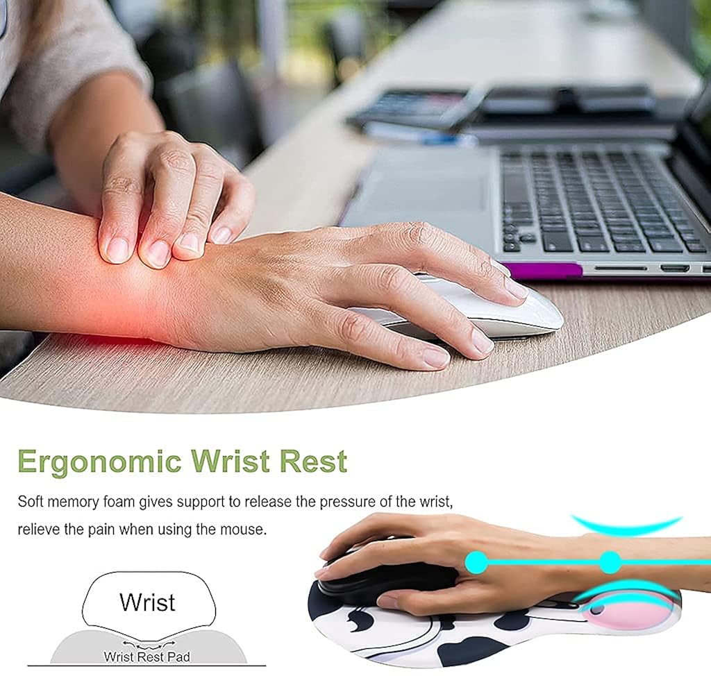 HASTHIP® Alfombrilla de Ratón Ergonómica con Reposamuñecas,Base Antideslizante de Goma PU,Diseño Masaje y Espuma Viscoelástica Suave y Cómoda para Oficina Juego Portátil