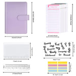 HASTHIP File Folder Ring Binder Notebook for Budget Organization with 6 Rings and 8 Envelopes | A6 PU Leather Purple Set