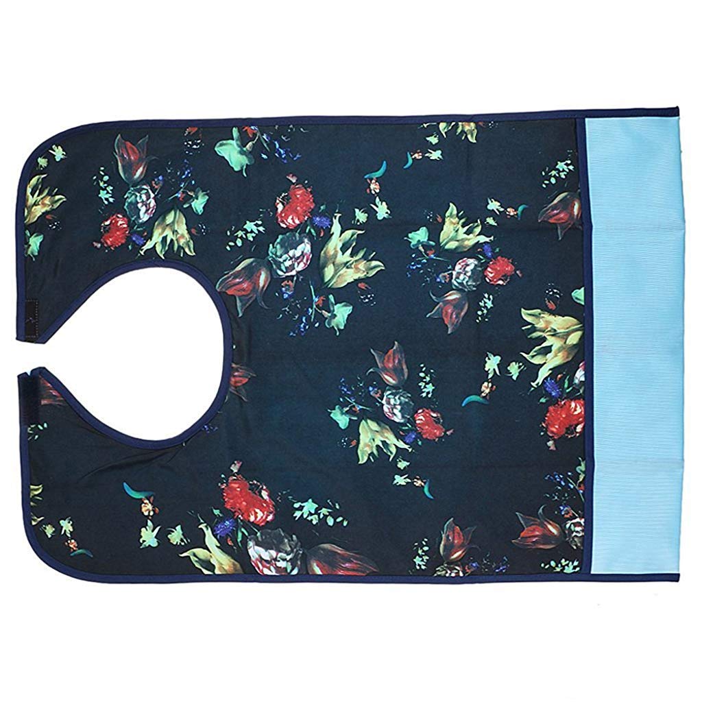 HASTHIP Adult Bibs Clothing Protectors with Waterproof Lining and Crumb Catcher 2 PCS | 65×45 cm Washable Floral Aprons