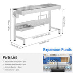HASTHIP Adjustable Over Sink Dish Rack for 53–68 cm Sinks featuring Double Layer Stainless Steel Organizer