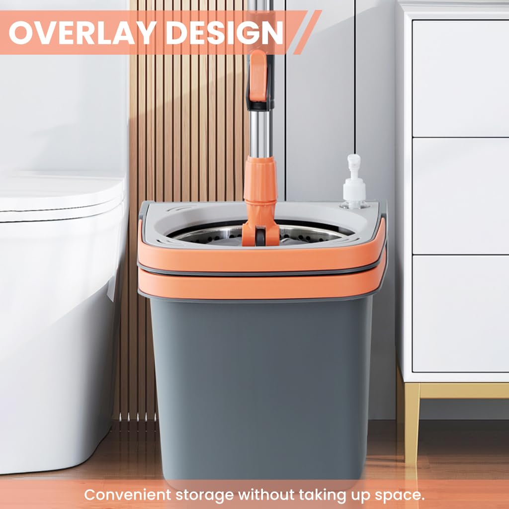 HASTHIP Self Wringing Mop with Dual Bucket System and 2 Microfiber Cloths for Wooden Floors