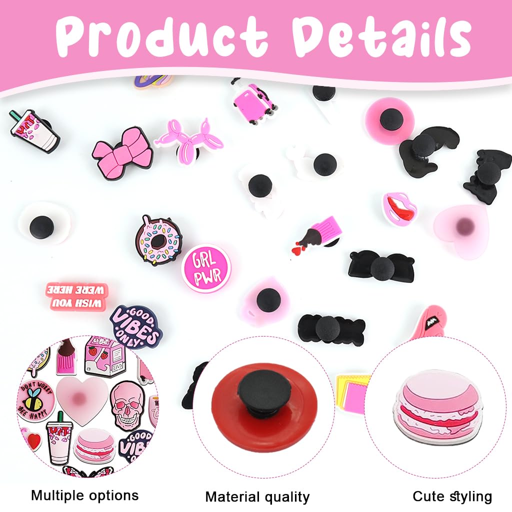HASTHIP Shoe Decoration Charms for Clogs and Sandals featuring 35pcs Rubber Pink Set | Fun Accessories for Kids and Adults
