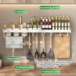 HASTHIP Spice Rack Organiser for Kitchen Wall featuring Under Shelf Hooks and Towel Bar 23.6 in