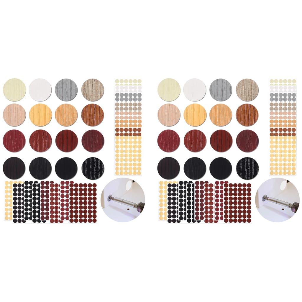 HASTHIP Screw Covers for Furniture with 864 Self Adhesive PVC Caps | 16 Color Wood Stickers