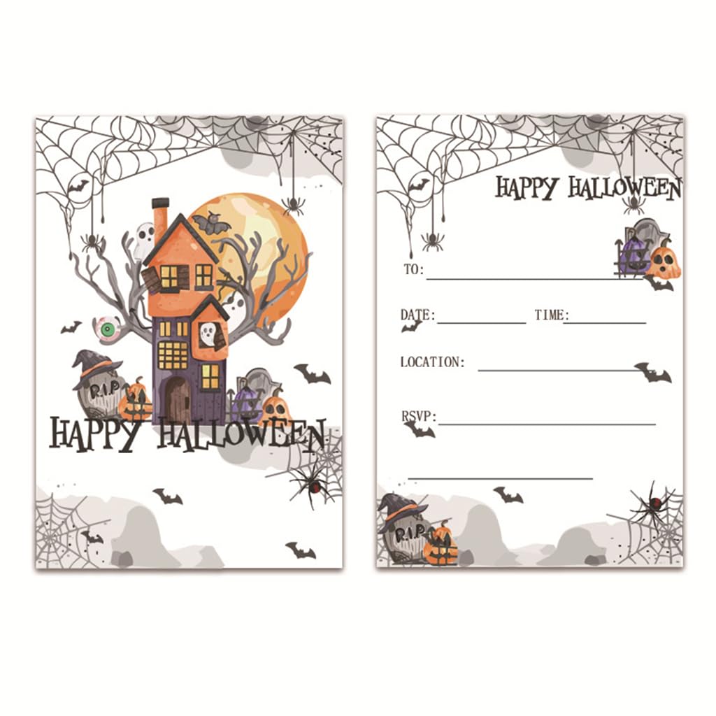 HASTHIP Halloween Party Invitation Cards for Friends and Family featuring Double Sided Design and 10 Pack Set
