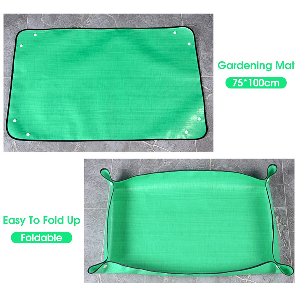 HASTHIP Gardening Mat for Indoor Plant Care featuring 4 Metal Snap Buttons and Waterproof PE 75×100cm