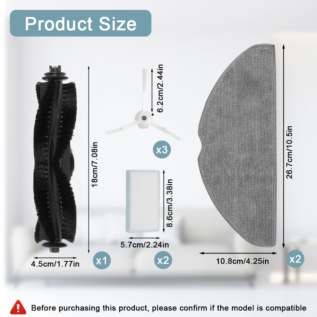 HASTHIP Replenishment Kit for ILIFE V20 Vacuum featuring 8 pcs set with roller and side brushes
