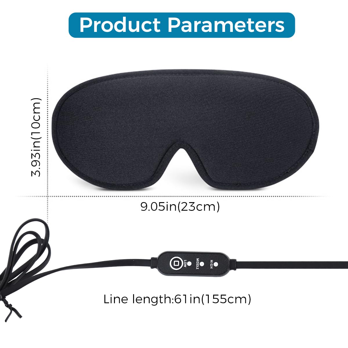 HASTHIP USB Wired Eye Mask for Relaxing Eye Spa with 3D Contour Design & 3 Heat Levels