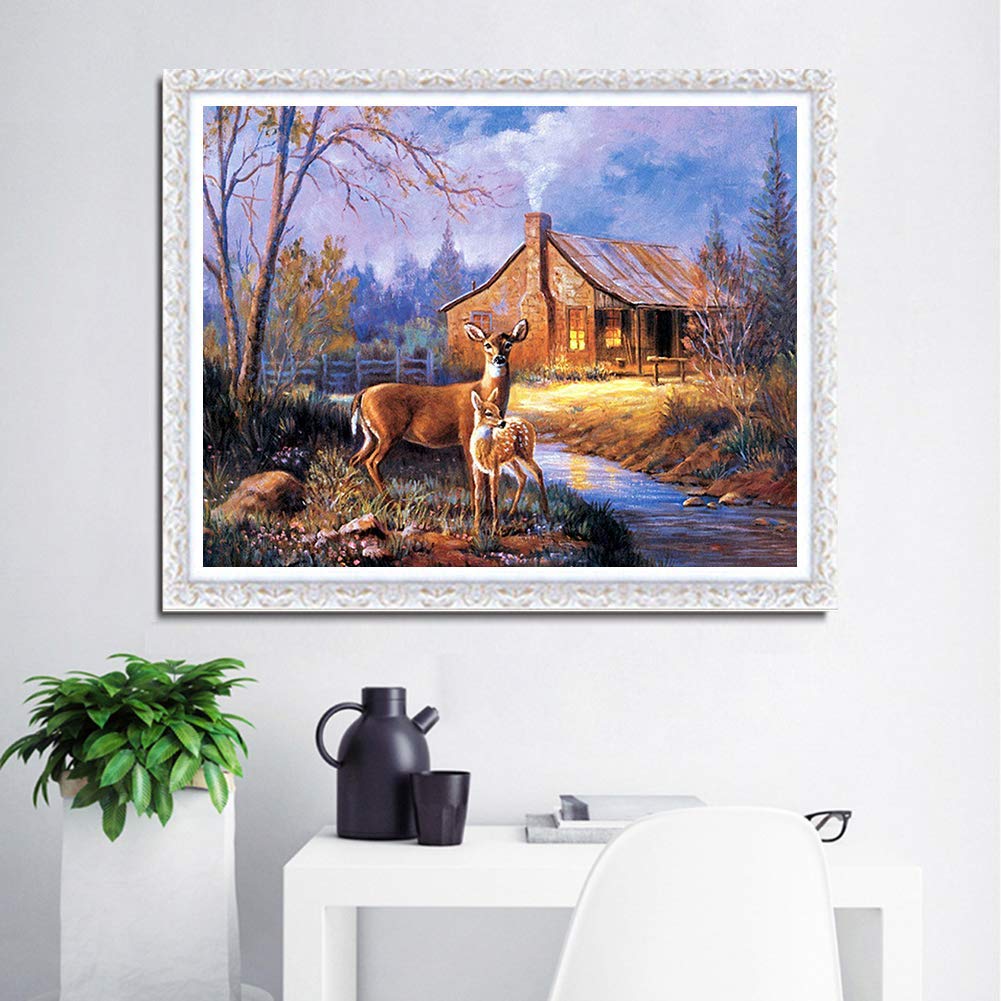 HASTHIP Diamond Painting Kit for Home Decor featuring Exquisite Deer 12x16 in Canvas | DIY Gift