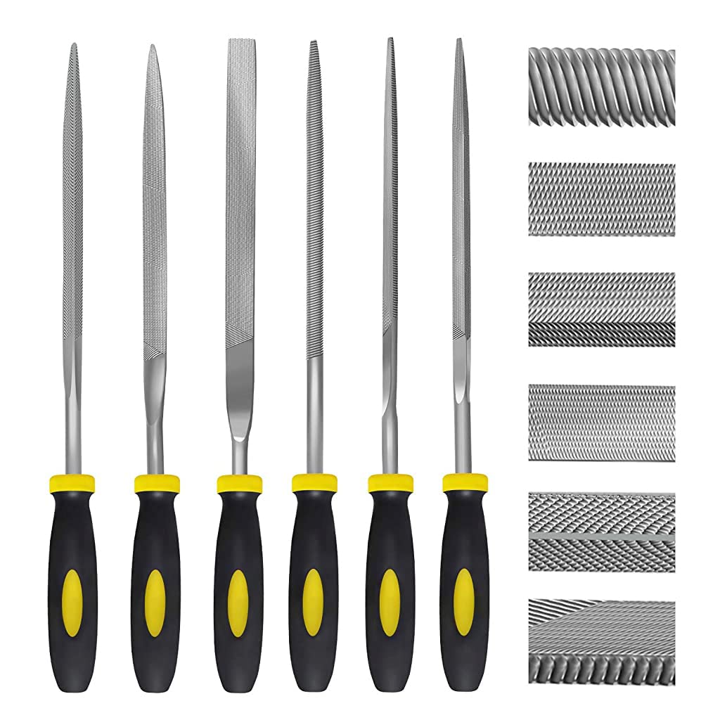 HASTHIP® 10Pcs File Tools Set, Premium Hardened Drop Forged Alloy Steel File Tools, Includes Flat, Flat Warding, Square, Triangular, Round, and Half-Round Files5mm*180mm in size/per one
