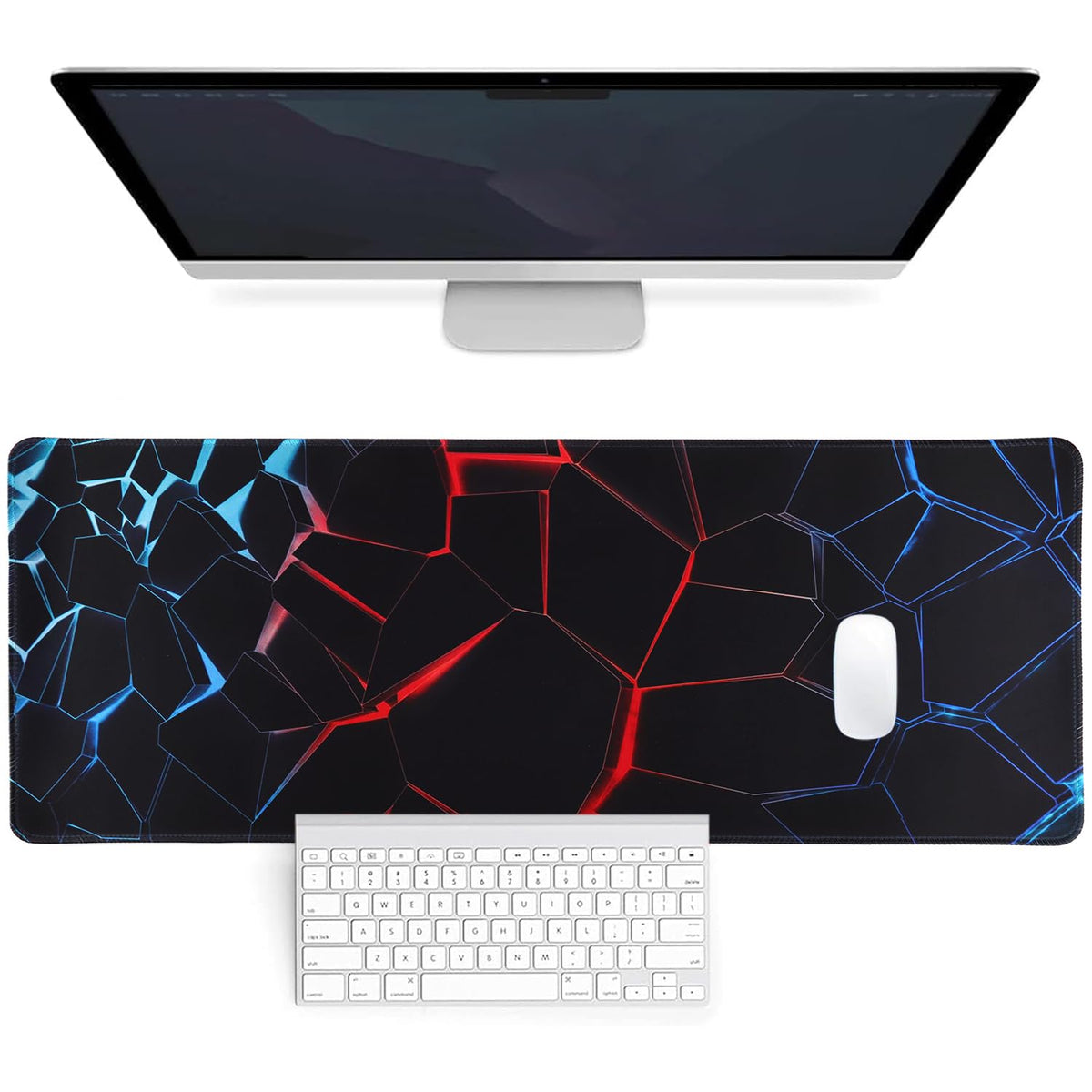 HASTHIP® Mouse Pad de Deslumbrante, Alfombrilla de Teclado y RatóN de Escritorio Extragrande con DiseñO Ciberpunk 3D, Antideslizante, para Oficina, Juegos y DecoracióN del Hogar, 80x30cm